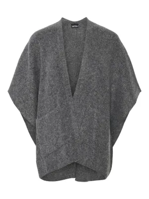 Remma Oversize Knit Cape - Dark Grey Melange