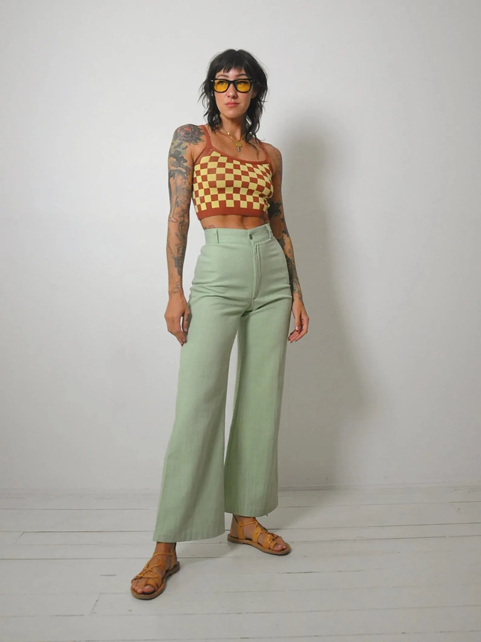 1970's Pistachio Flared Pants 24x30