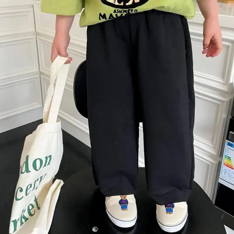 2024 Spring& Summer Simple Pants Solid Sweatpants  Baby Boys Casual Loose Jogger Pants Children Girls Cotton Track Trousers