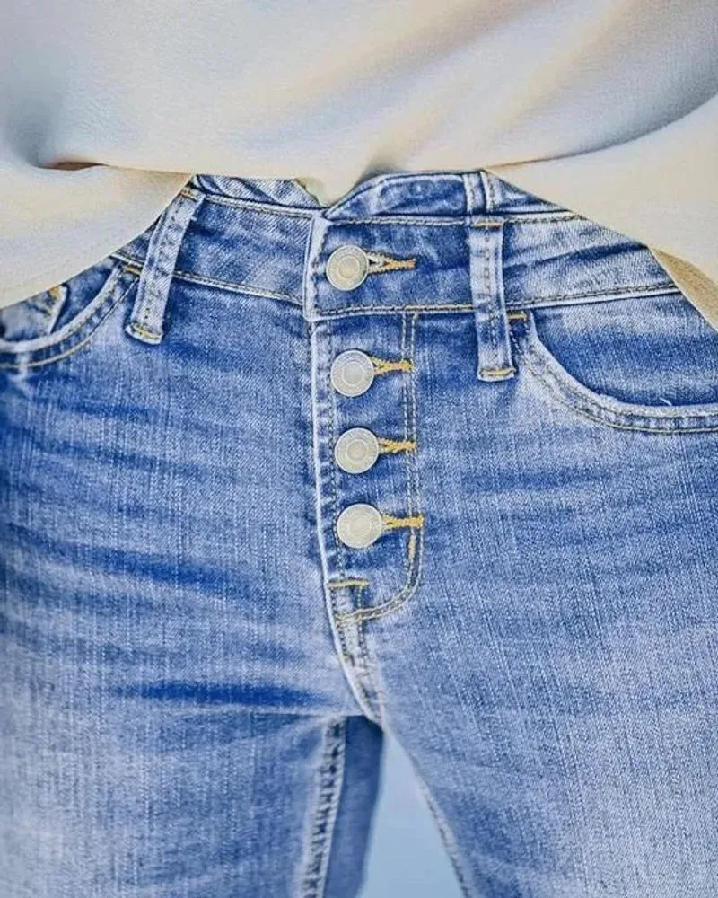 90s Vintage Button Fly High Waist Flare Leg Jeans