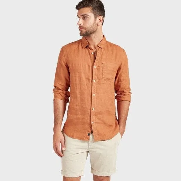 Academy Brand Men's Hampton Linen Long Sleeve Shirt - Biscuit