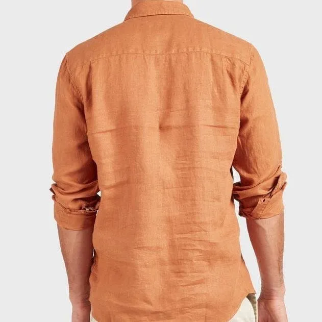 Academy Brand Men's Hampton Linen Long Sleeve Shirt - Biscuit