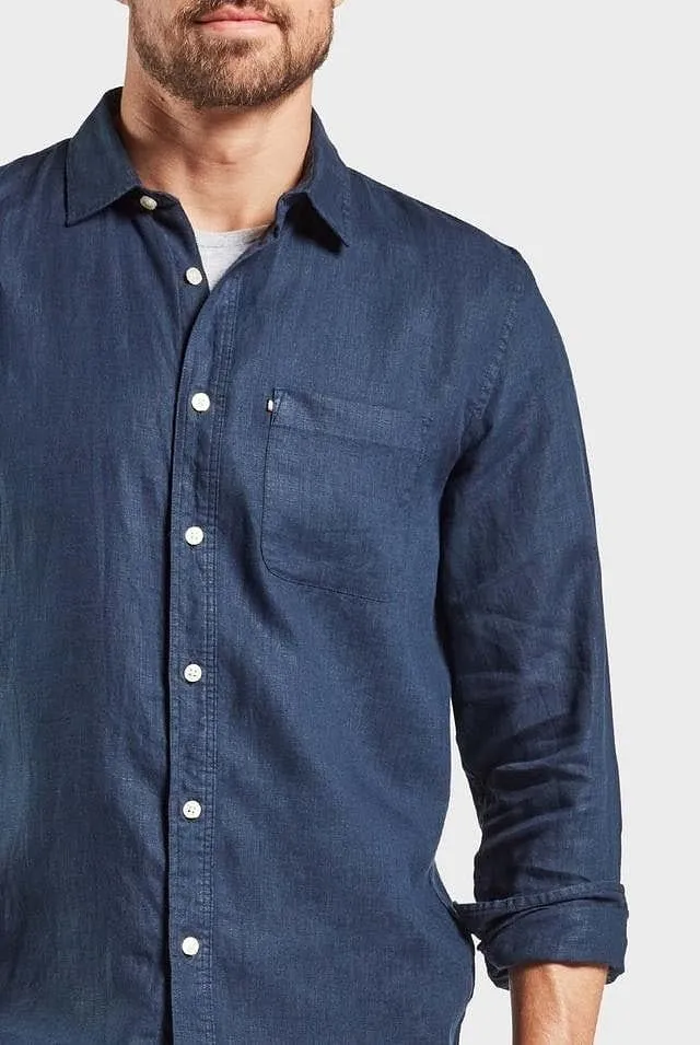 Academy Brand Men's Hampton Linen Long Sleeve Shirt - Navy