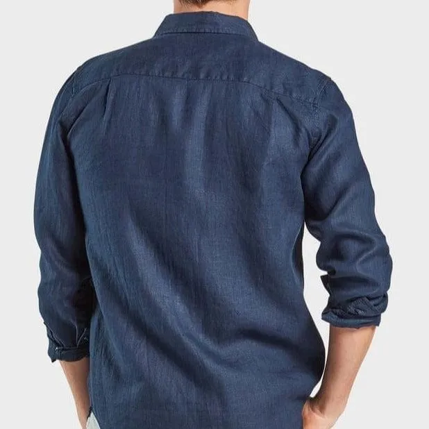 Academy Brand Men's Hampton Linen Long Sleeve Shirt - Navy