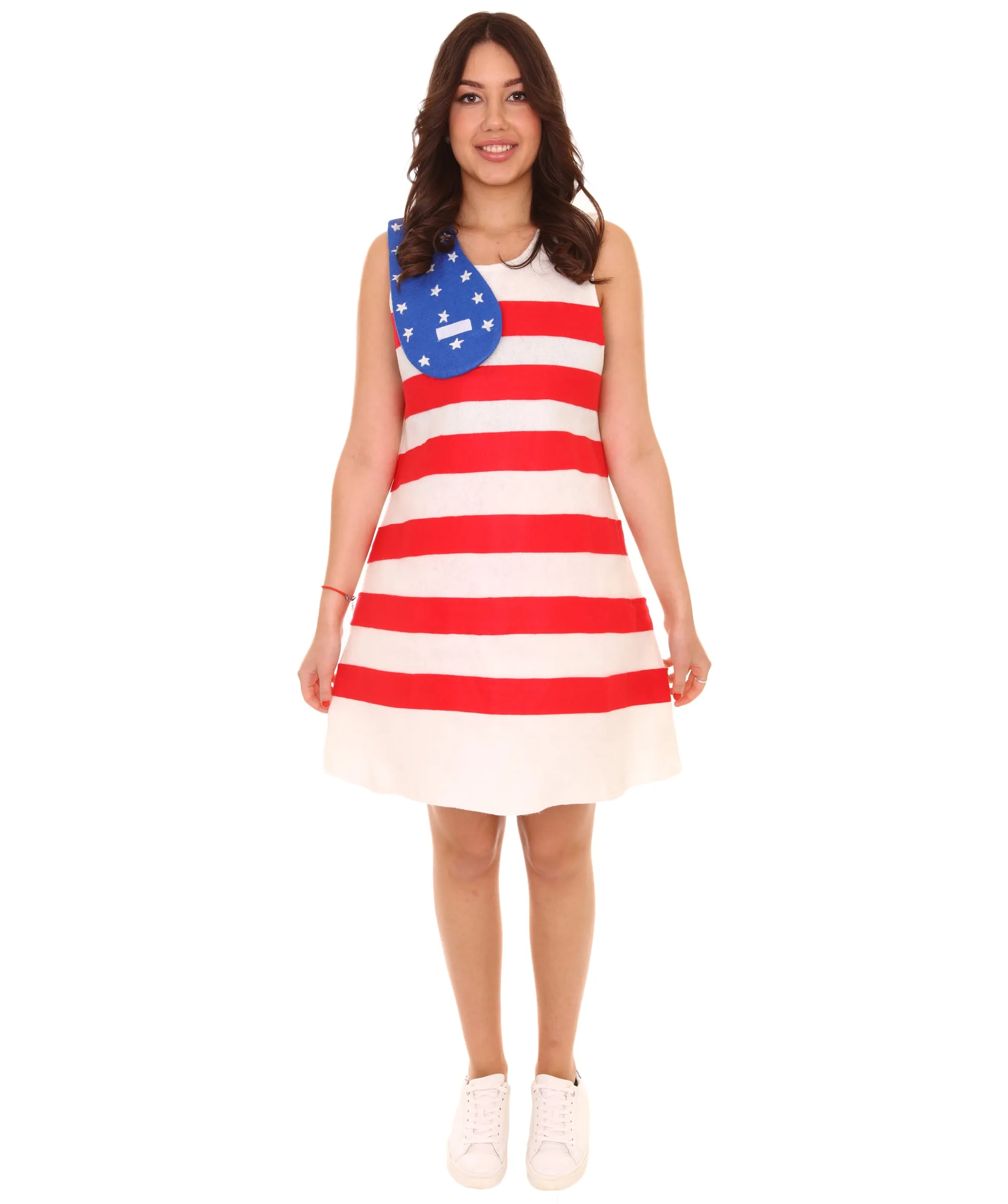 Adult Women's United States Flag Trolls Dress Costume | Patriotic Cosplay Costume