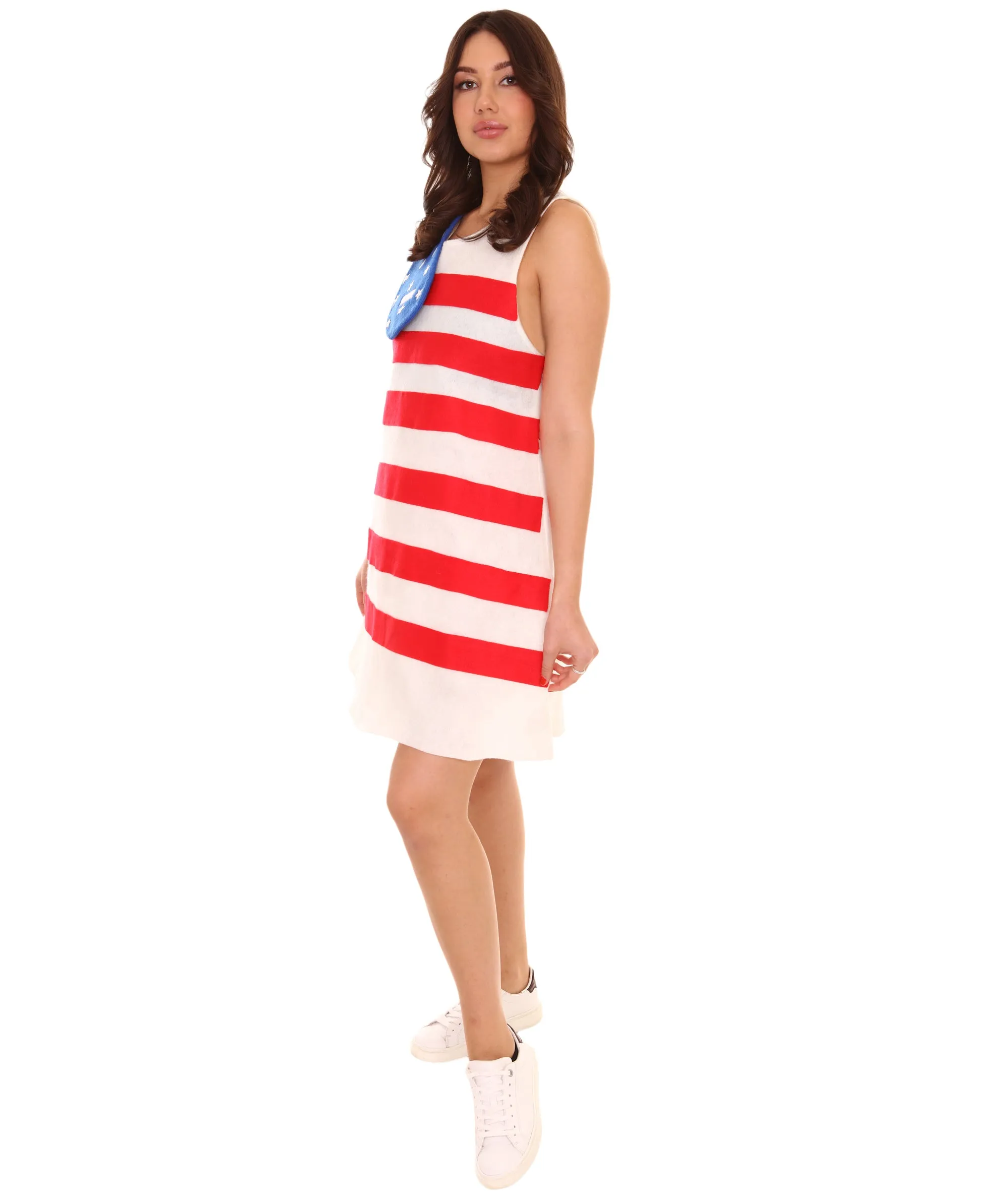 Adult Women's United States Flag Trolls Dress Costume | Patriotic Cosplay Costume