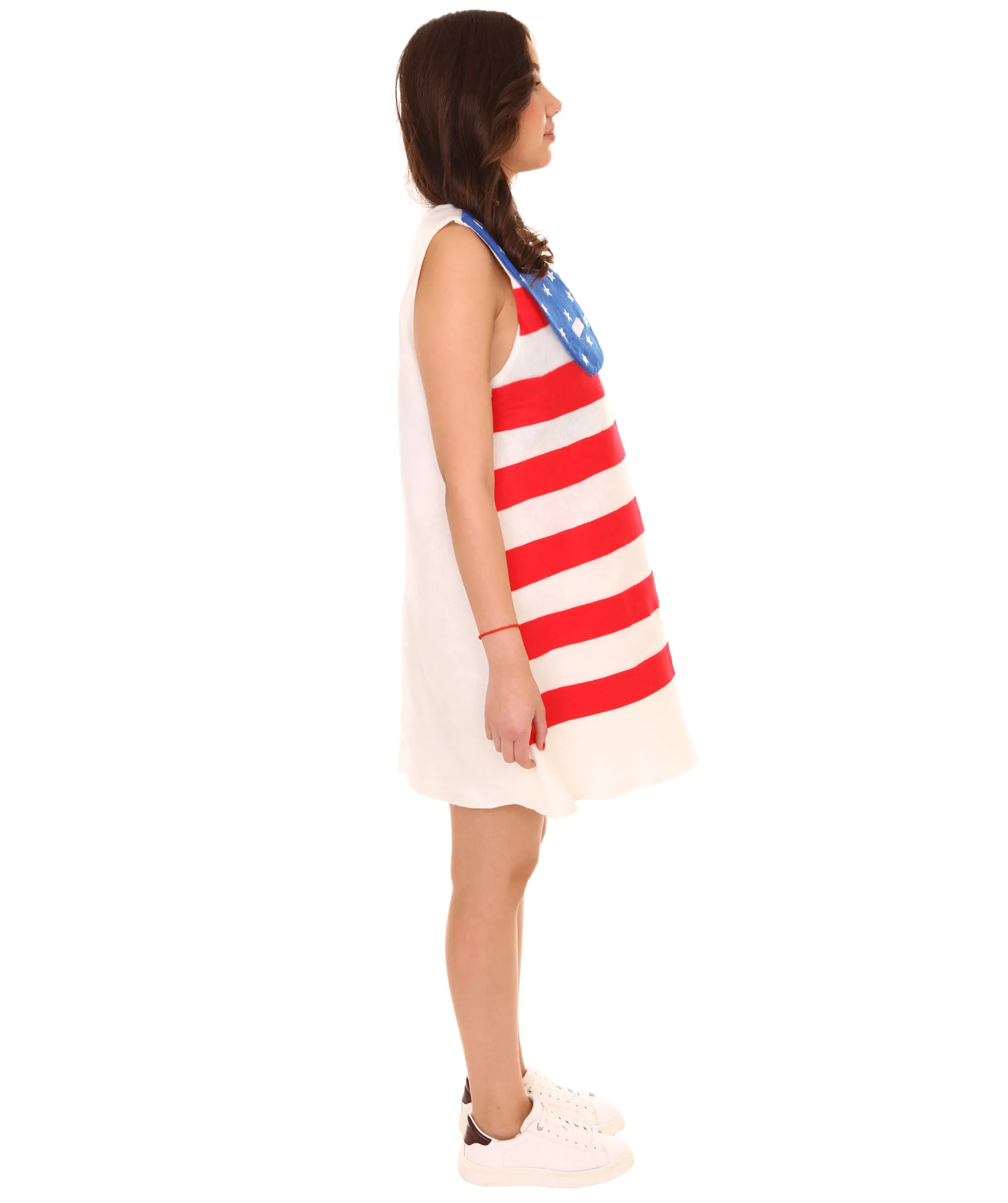 Adult Women's United States Flag Trolls Dress Costume | Patriotic Cosplay Costume