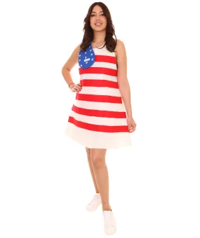 Adult Women's United States Flag Trolls Dress Costume | Patriotic Cosplay Costume