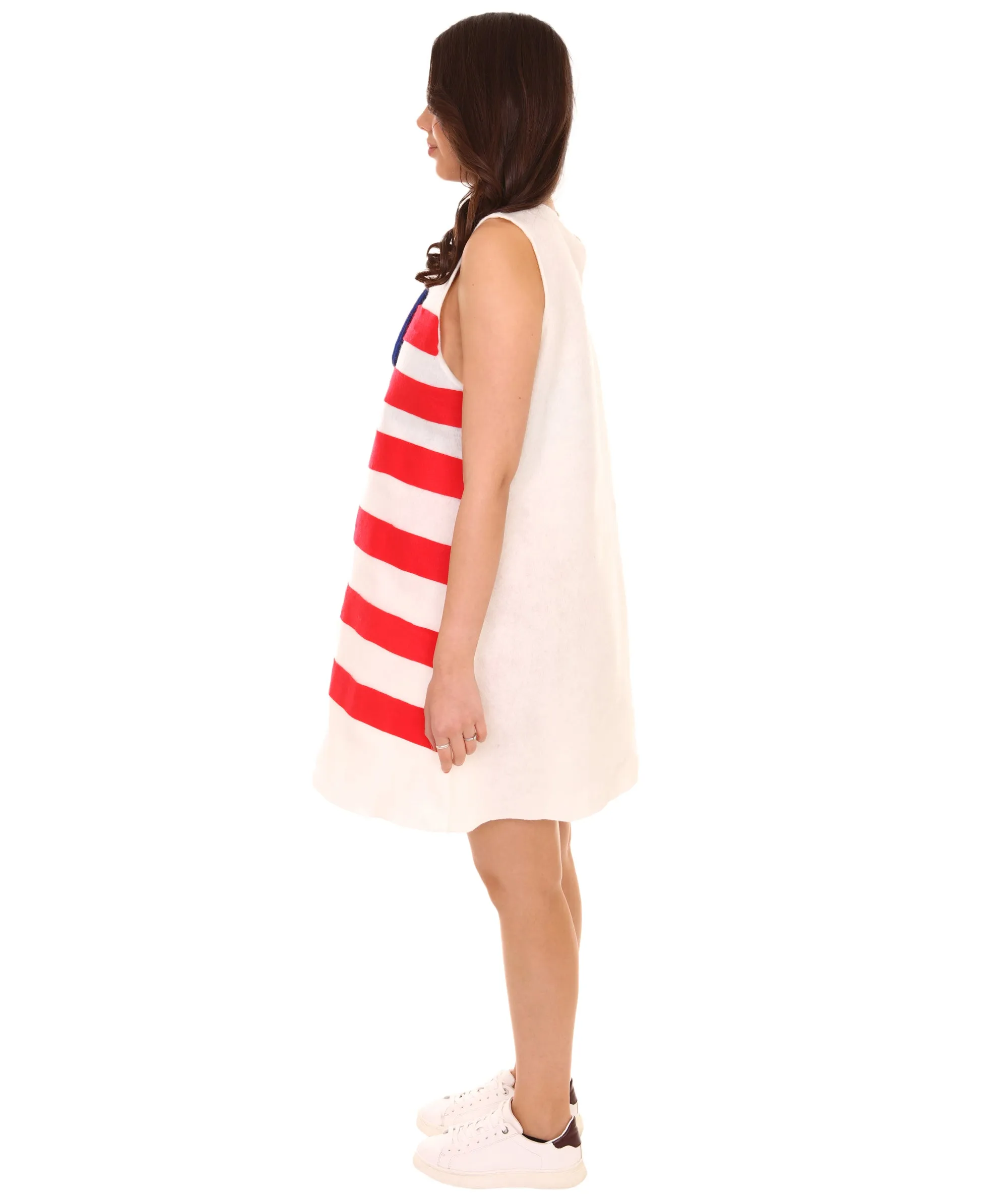 Adult Women's United States Flag Trolls Dress Costume | Patriotic Cosplay Costume