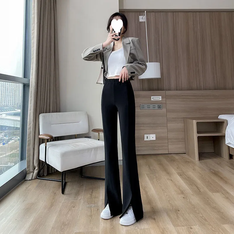 Aiertu fashion outfits Micro Flared Pants Women's Spring and Autumn High Waist Slimming Tall Straight Loose Tall Drape Split Mop Pants