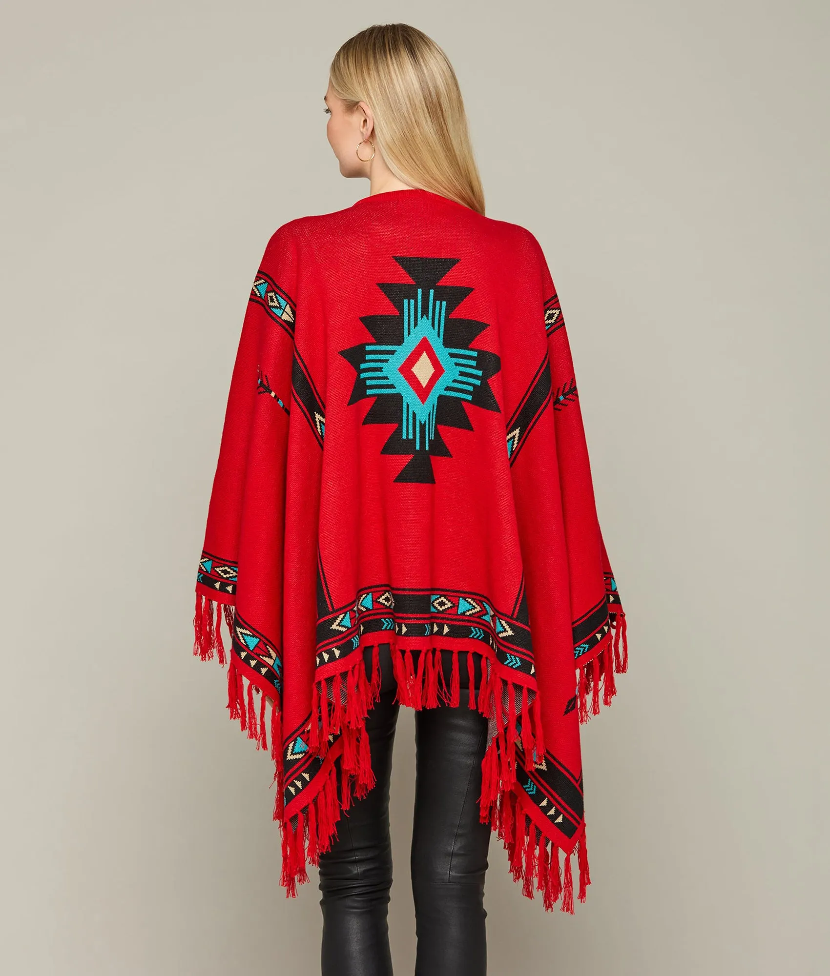 Alpaca Fleece Cape :: Red/Turquoise