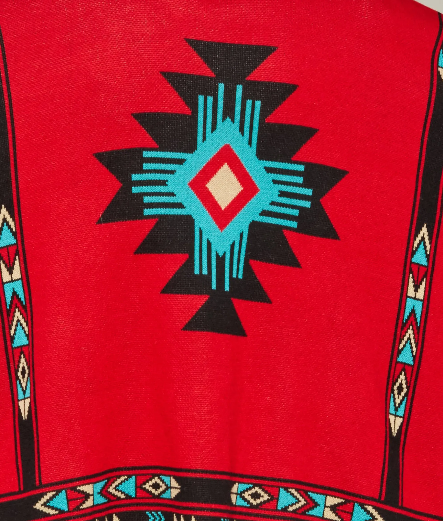 Alpaca Fleece Cape :: Red/Turquoise