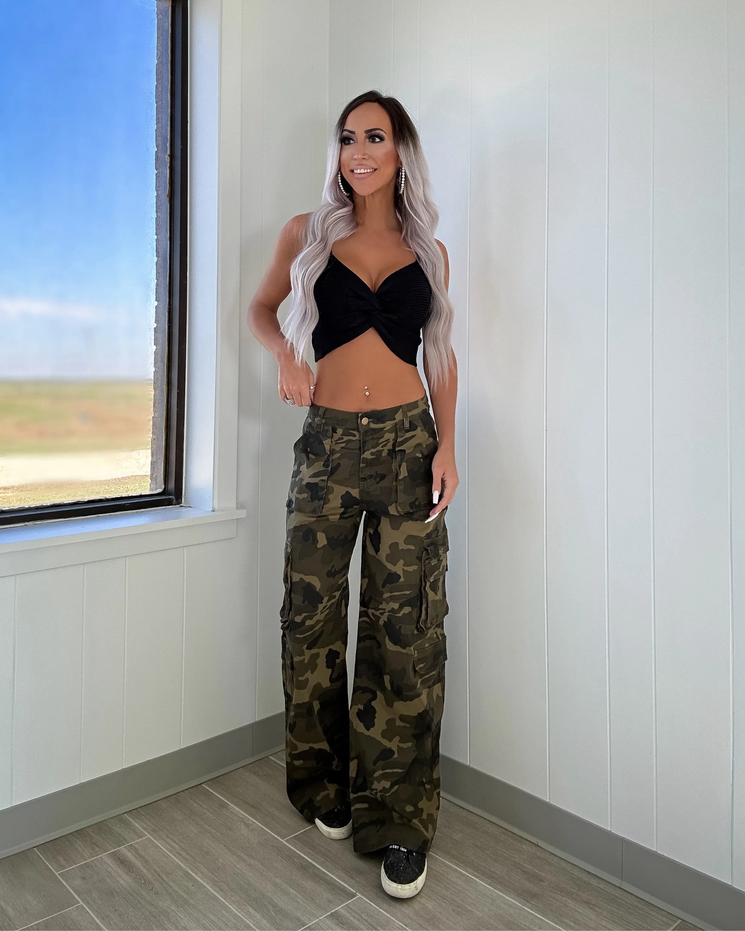 Alyx High Waist Cargo Pants - Green Camo