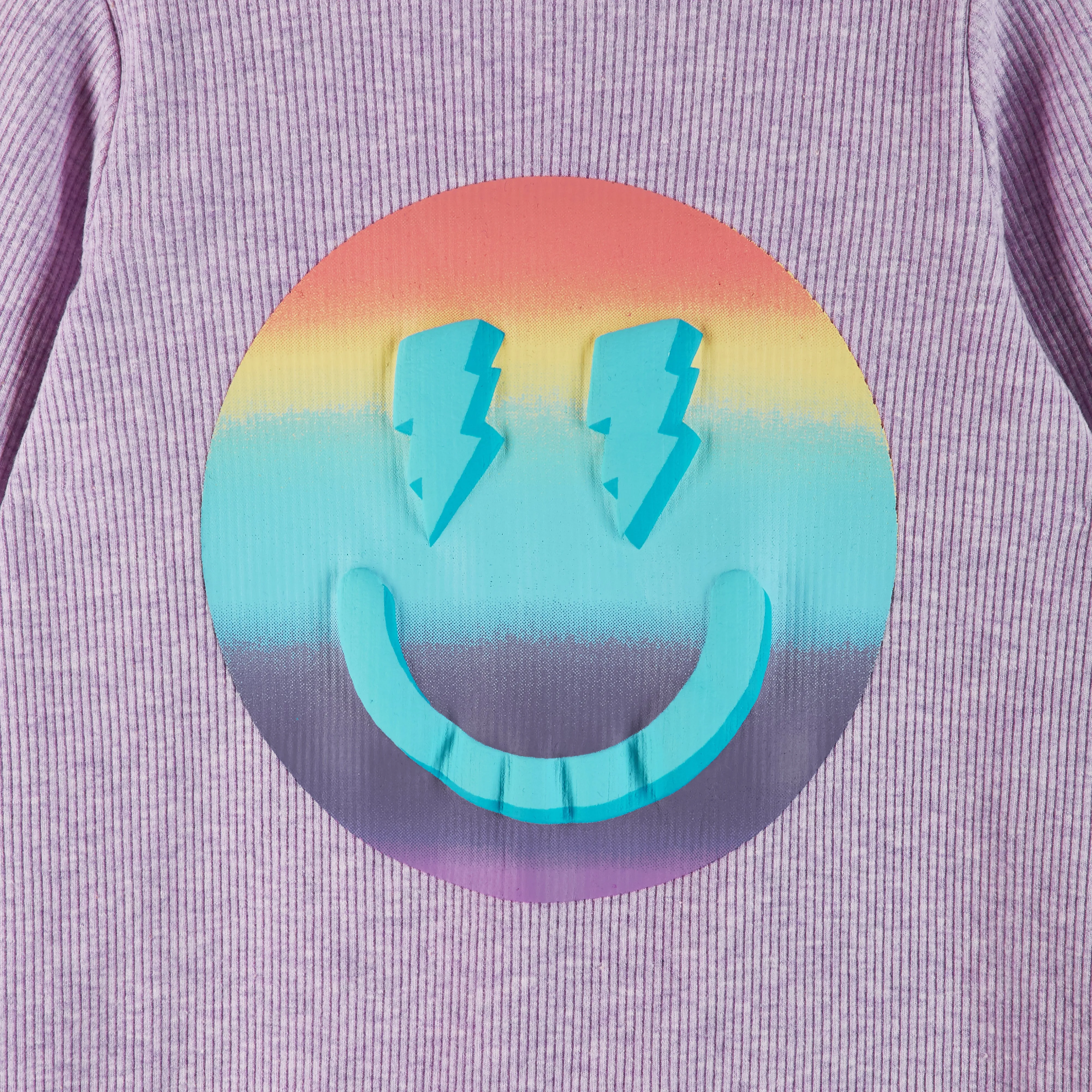 Andy & Evan Purple Long Sleeve Romper with Smiley Graphic