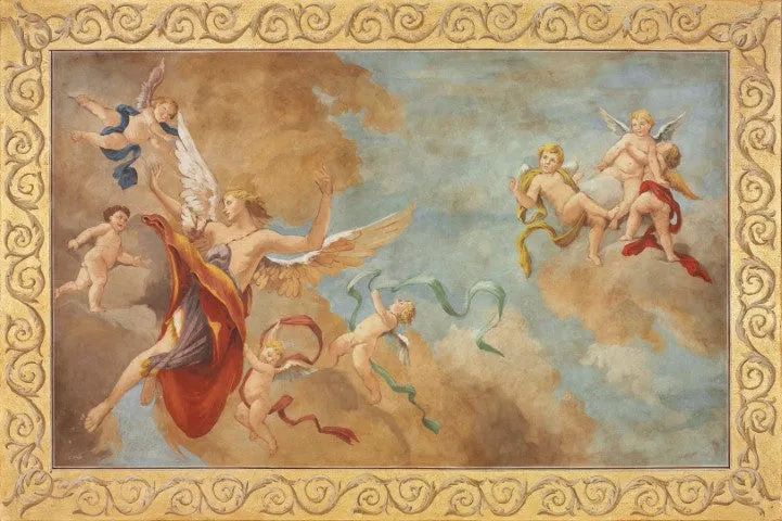 Angel and Cherubs flying Fresco Painting