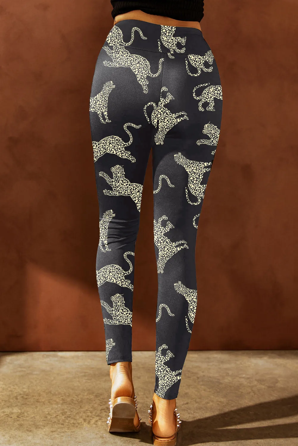 Animal Printed Distressed High Waist Leggings