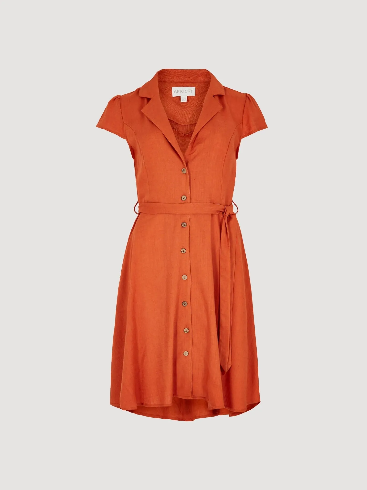 APRICOT - Open Collar Linen Shirt Dress - 839762 - FINAL SALE