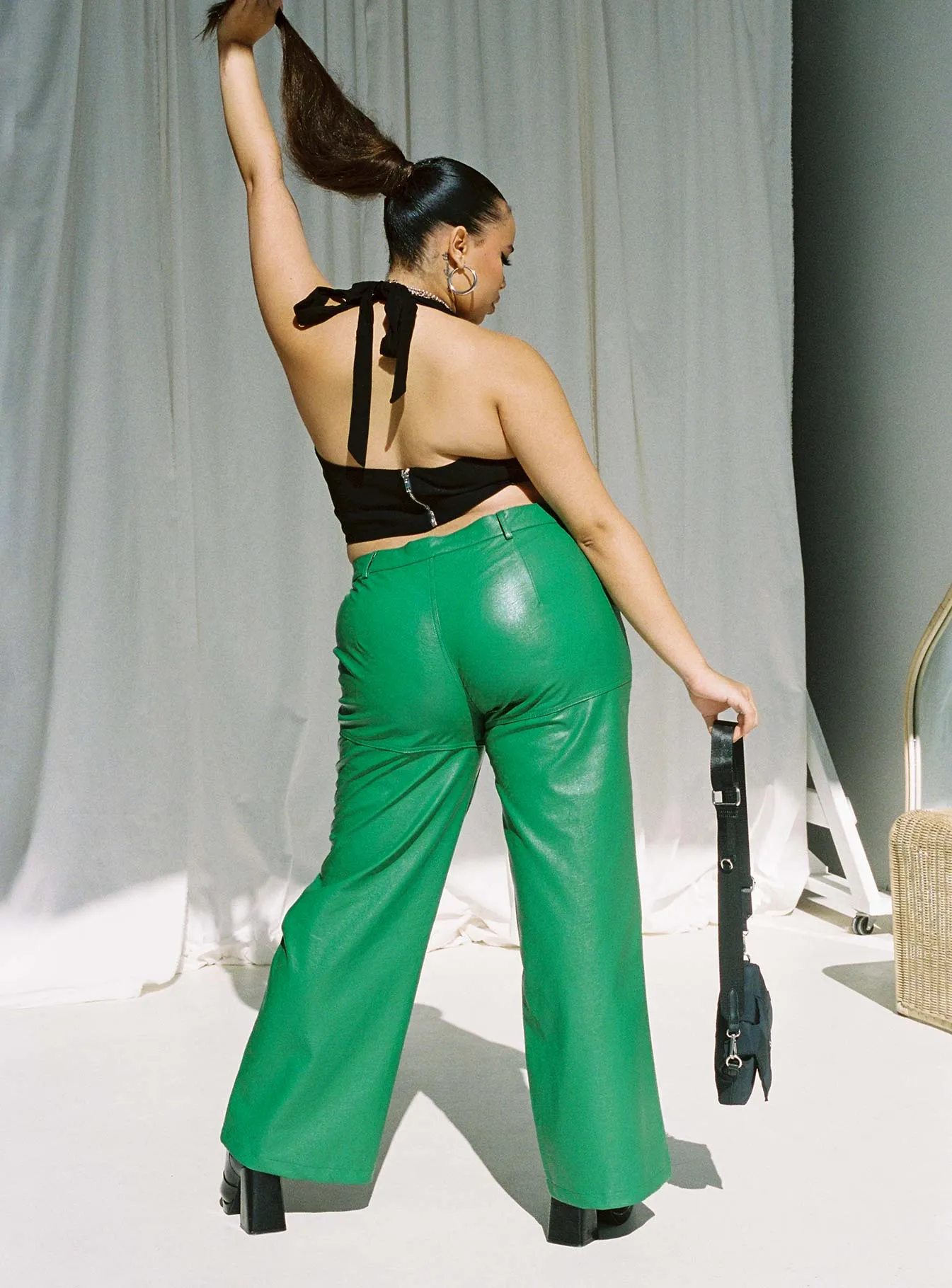 Ashlea PU Pants Green Curve