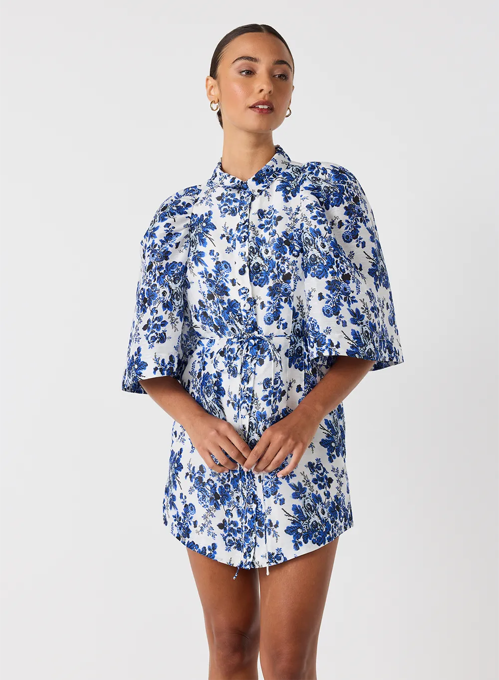 Augusta Silk Linen Mini Shirt Dress