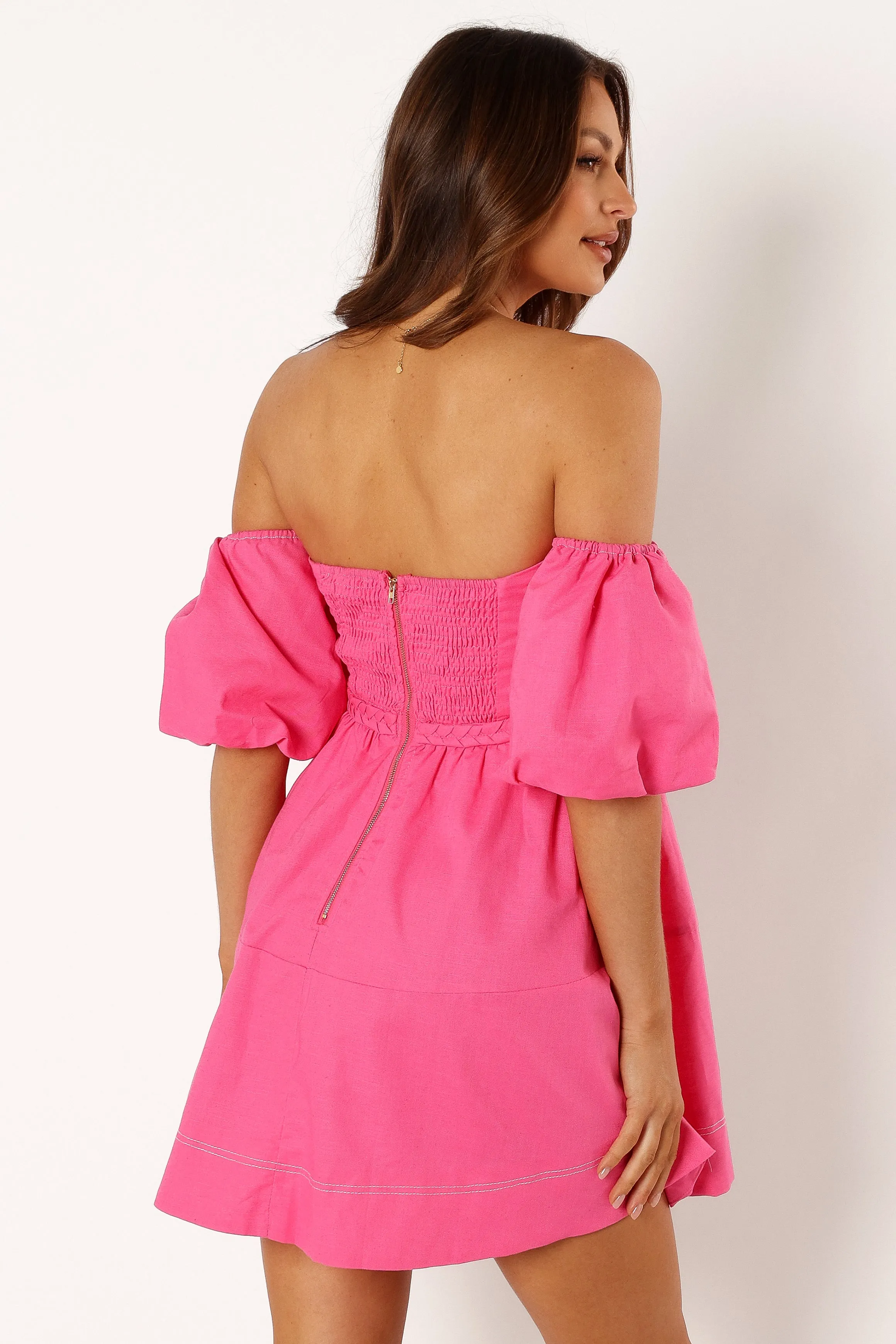 Aurora Off Shoulder Mini Dress - Pink