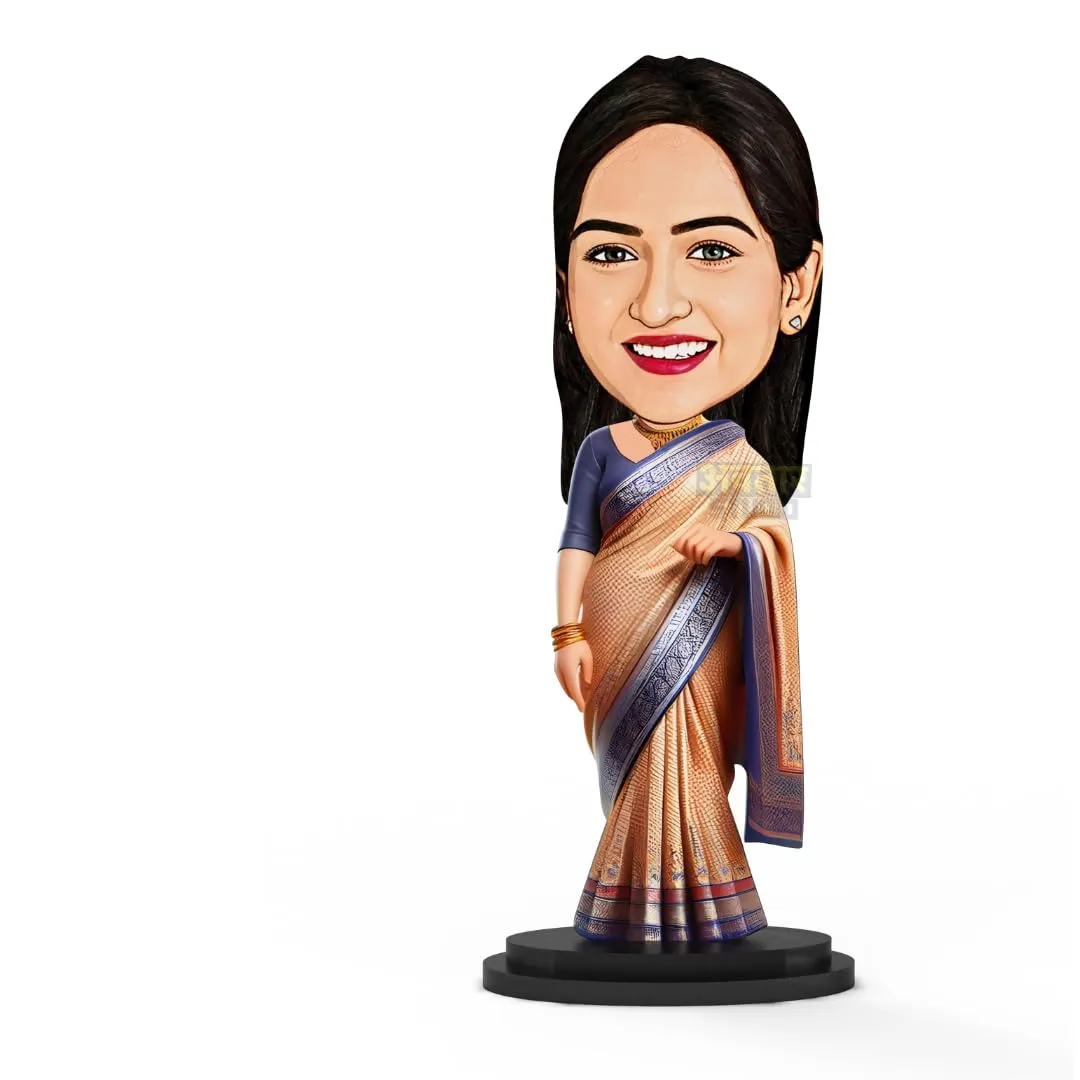 Avatar Studio Personalized Gift for Friends, Brother, BFF, Boyfriend, Father Character Caricature Photo Frame Unique Design Customized Gift for Friends & Family (Lady in Saree)