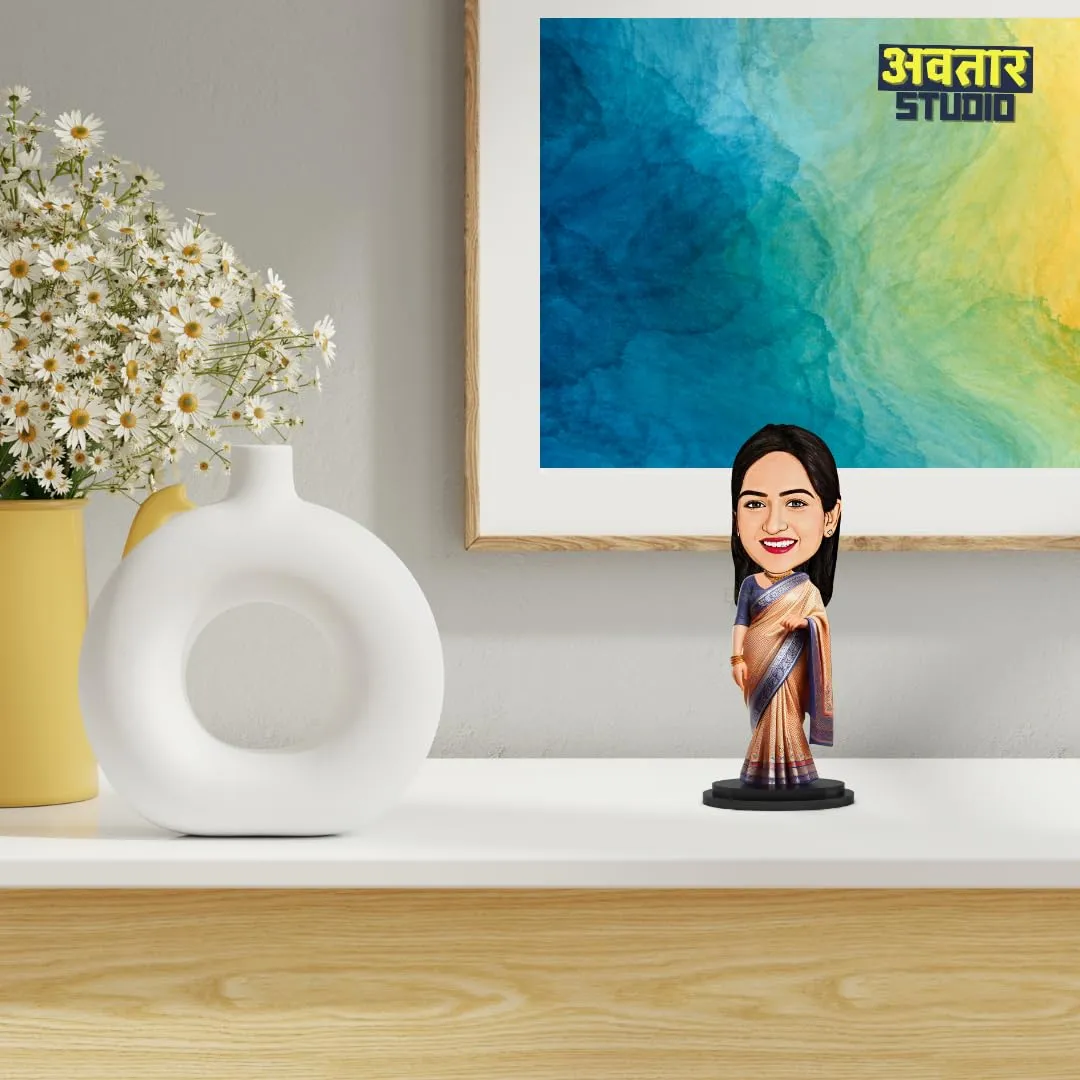 Avatar Studio Personalized Gift for Friends, Brother, BFF, Boyfriend, Father Character Caricature Photo Frame Unique Design Customized Gift for Friends & Family (Lady in Saree)