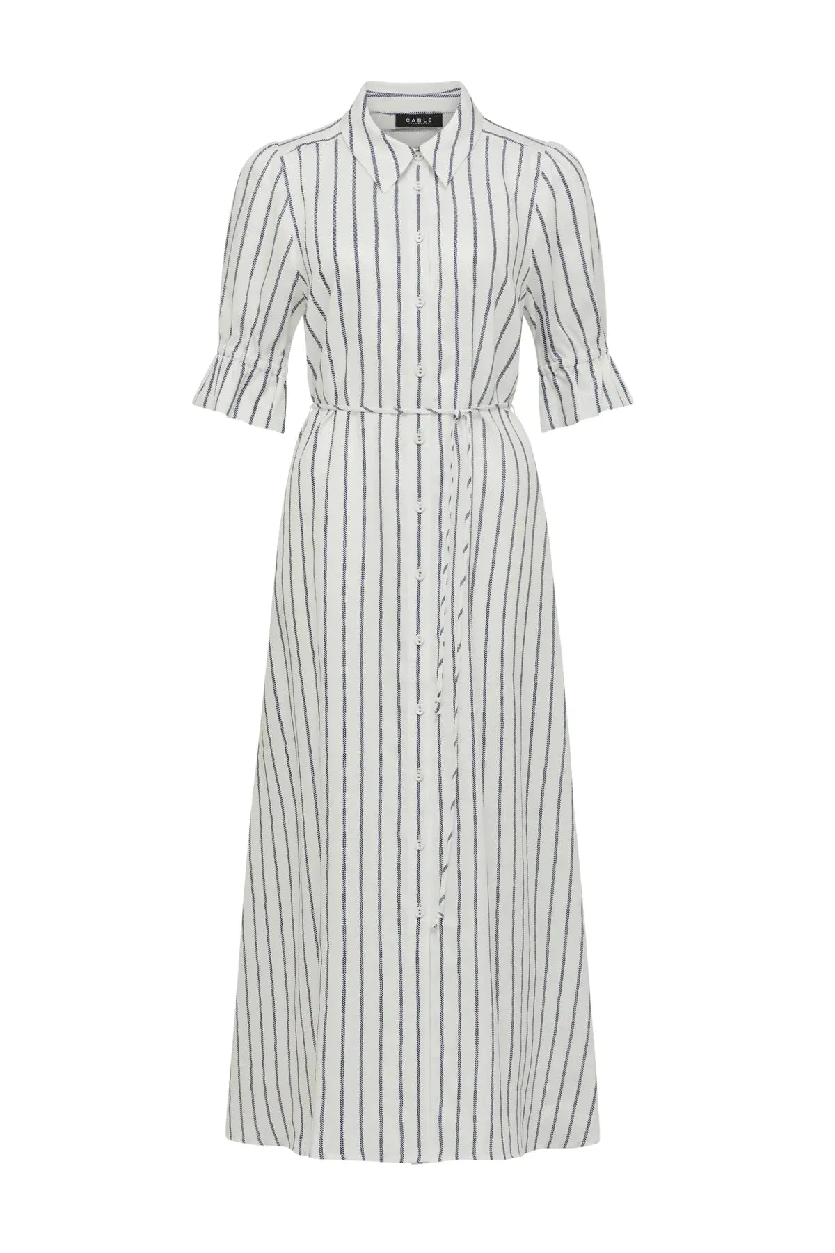 AVONDALE LINEN DRESS | Navy Stripe