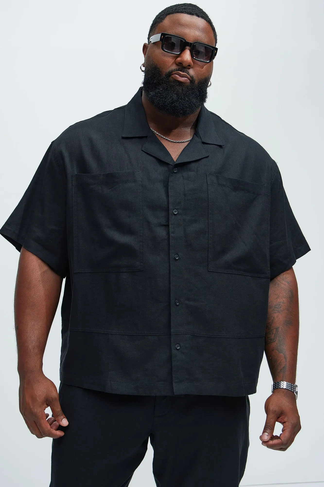 Bahamas Linen Cuban Shirt - Black