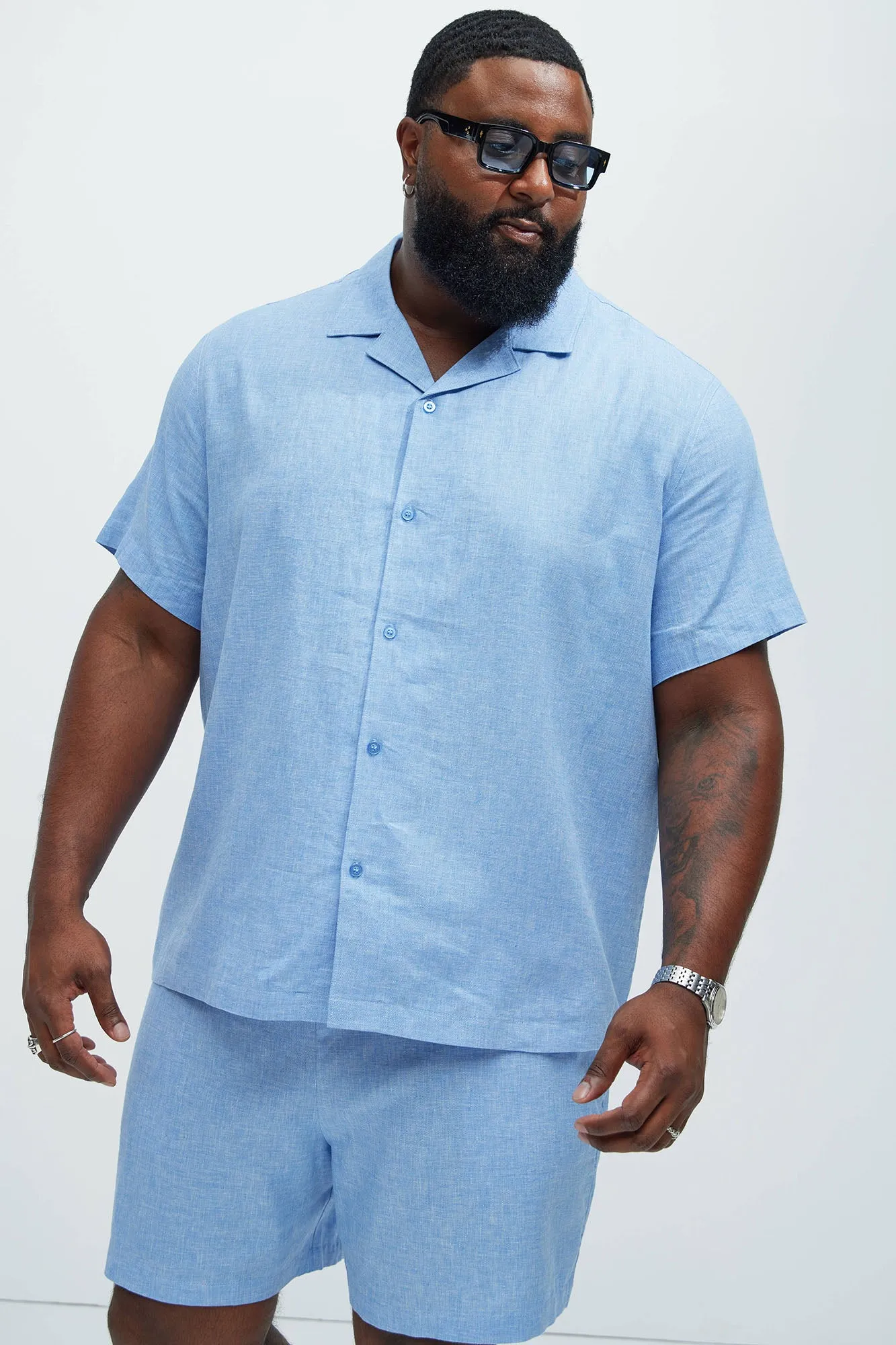 Bahamas Linen Shirt - Ice Blue