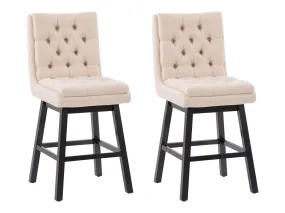 Beige Button Tufted Bar Stools