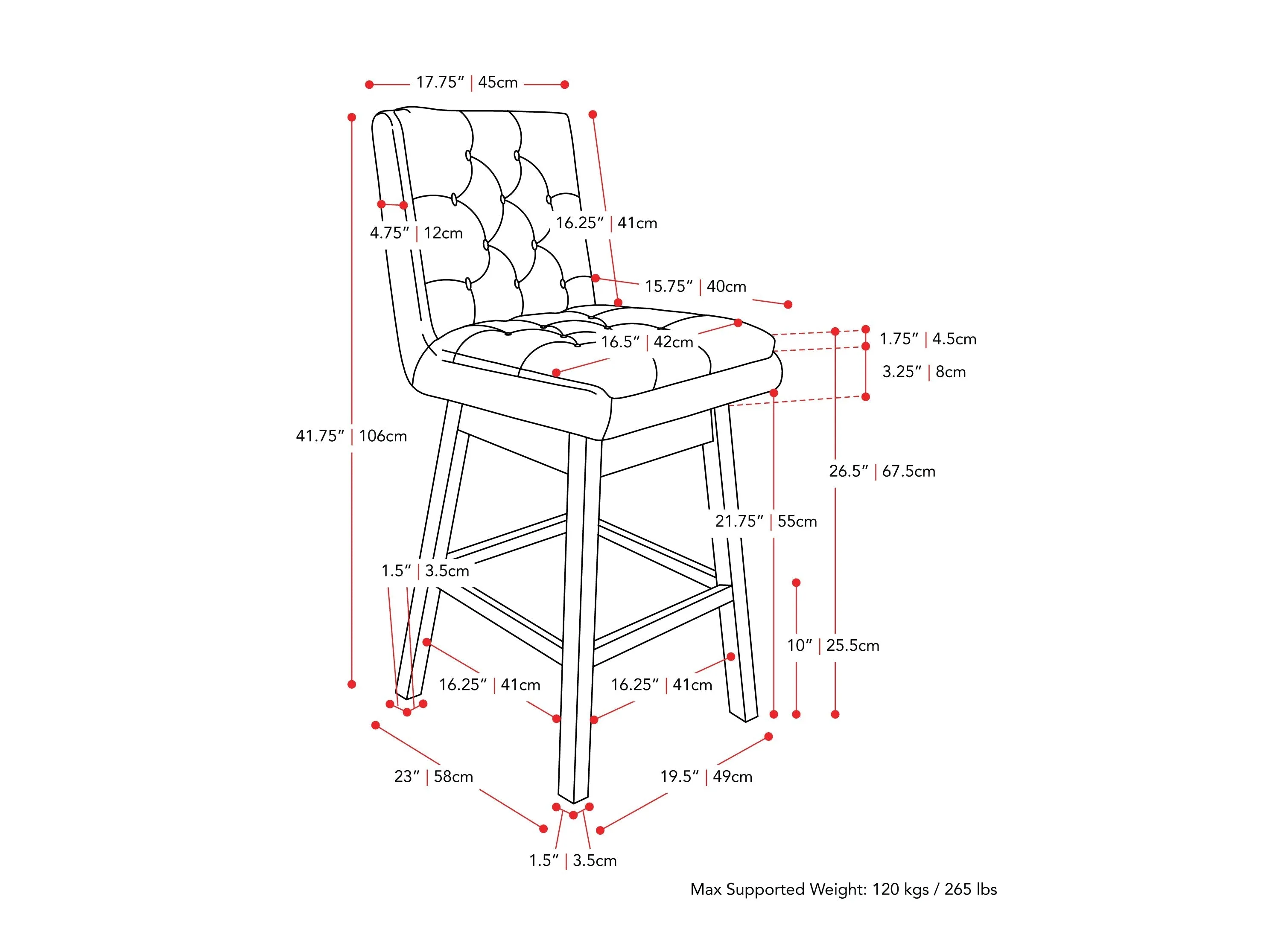 Beige Button Tufted Bar Stools