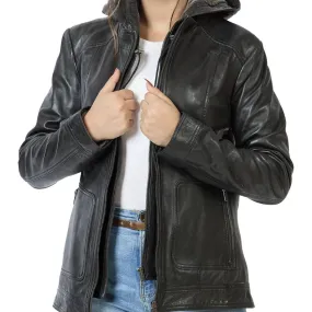 Black Biker Hooded Jacket