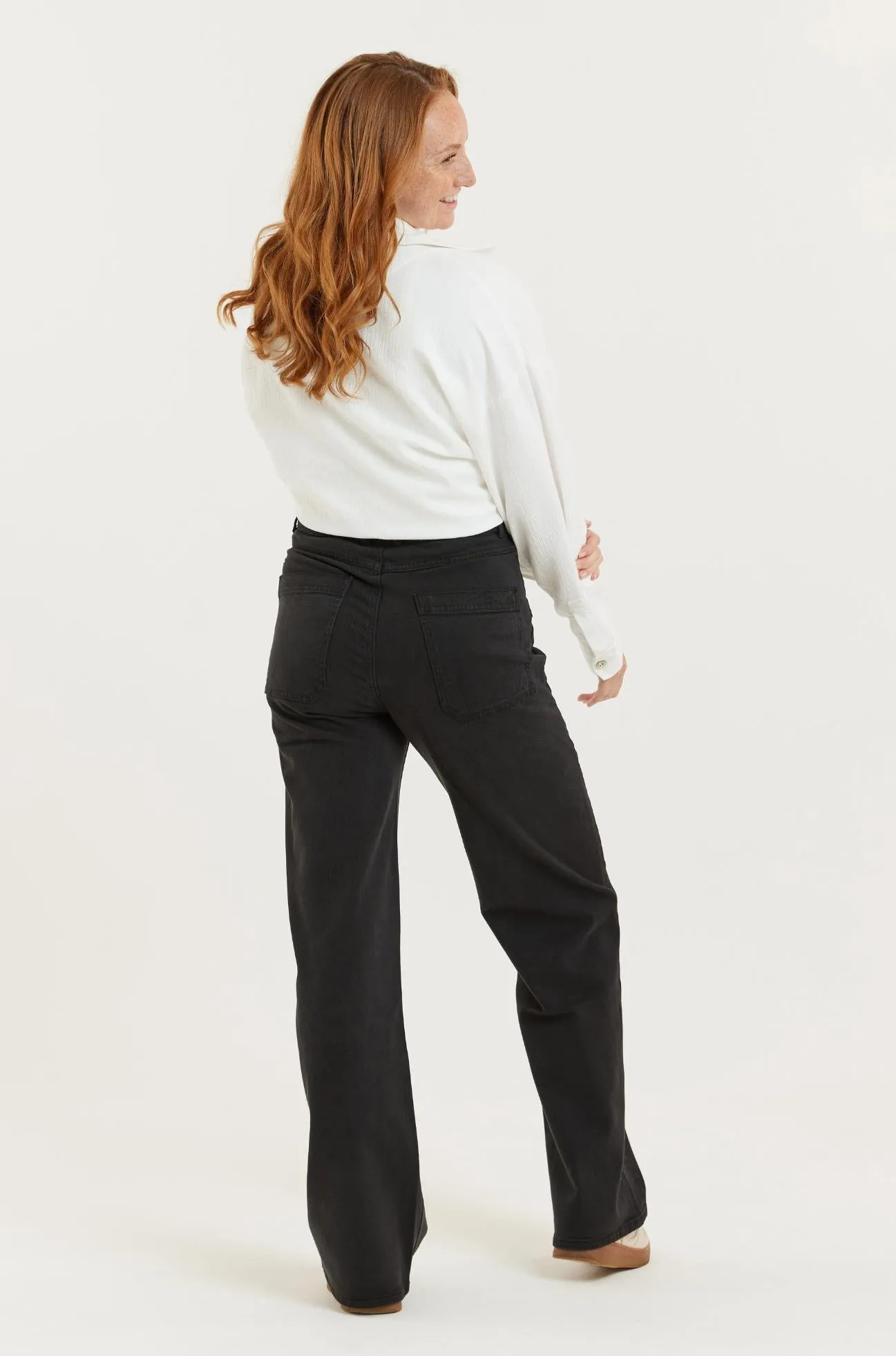 Black Recycled Wood Twill Denim Dinah Super High Waist Women’s Trouser