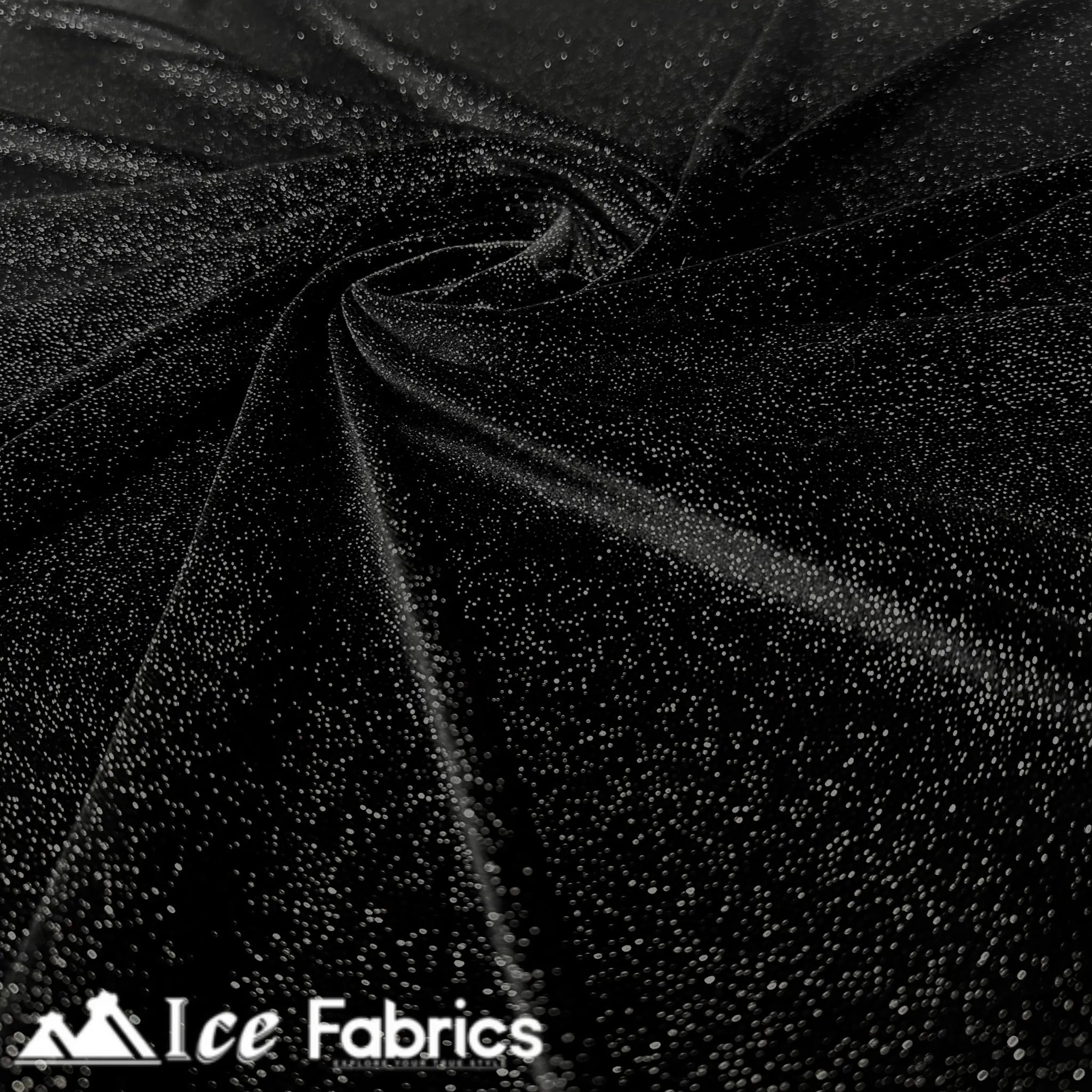 Black Silver Shiny Glitter Stretch Velvet Fabric | Spandex Fabric