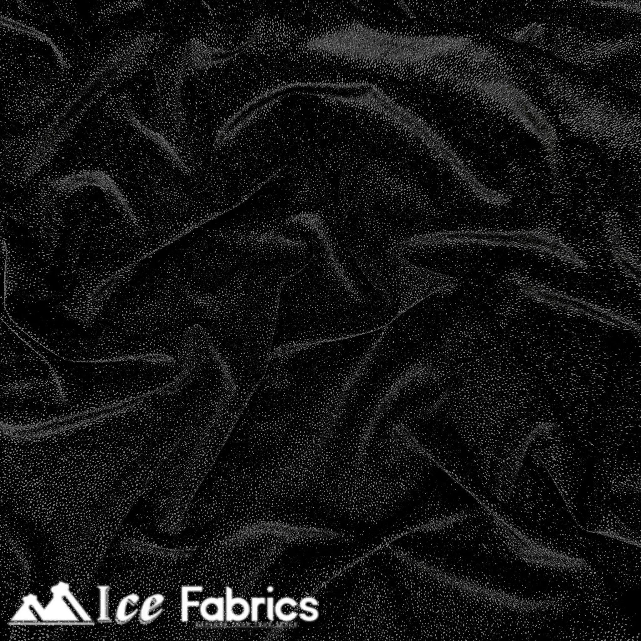 Black Silver Shiny Glitter Stretch Velvet Fabric | Spandex Fabric