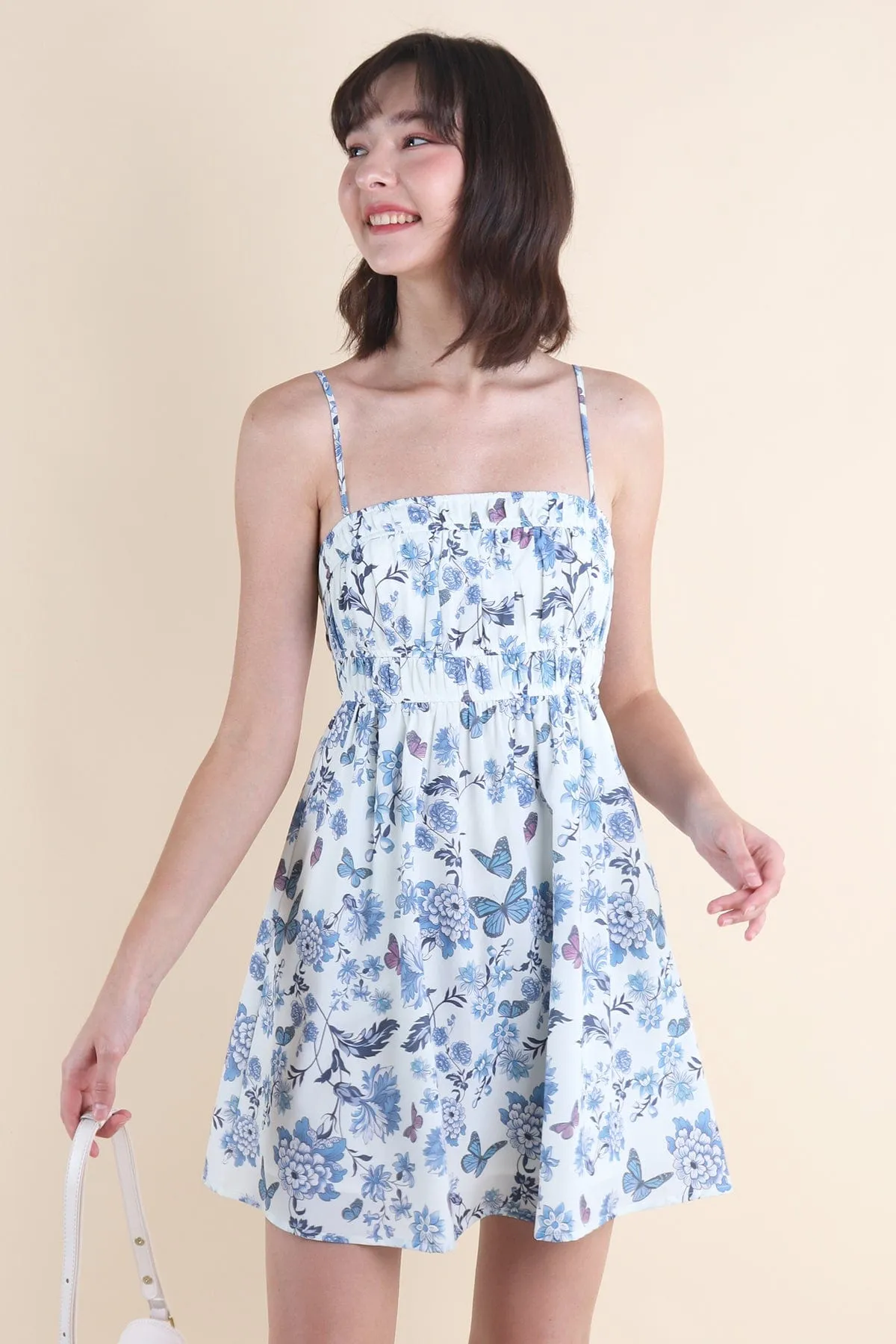 BLOOMING GARDEN FLORAL DRESS IN BLUE