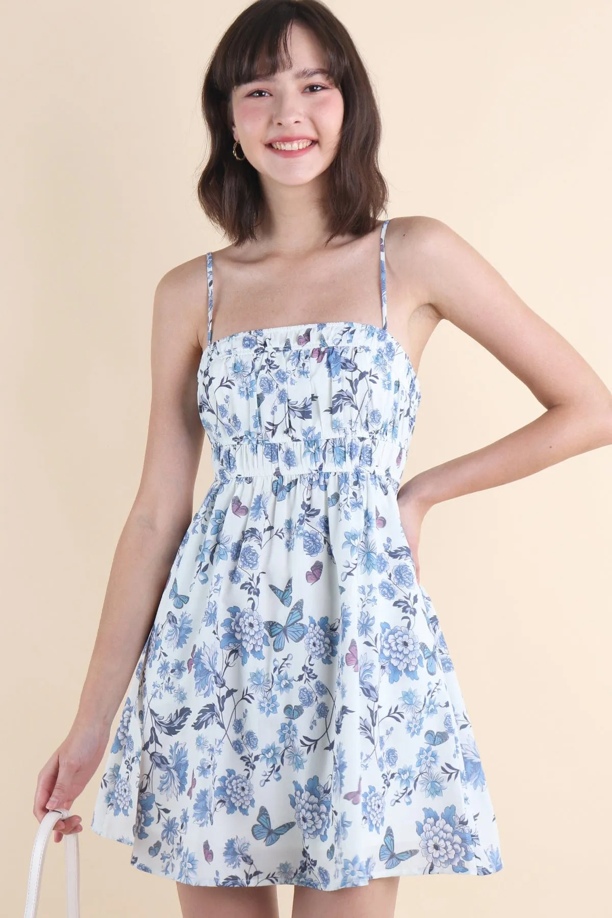 BLOOMING GARDEN FLORAL DRESS IN BLUE