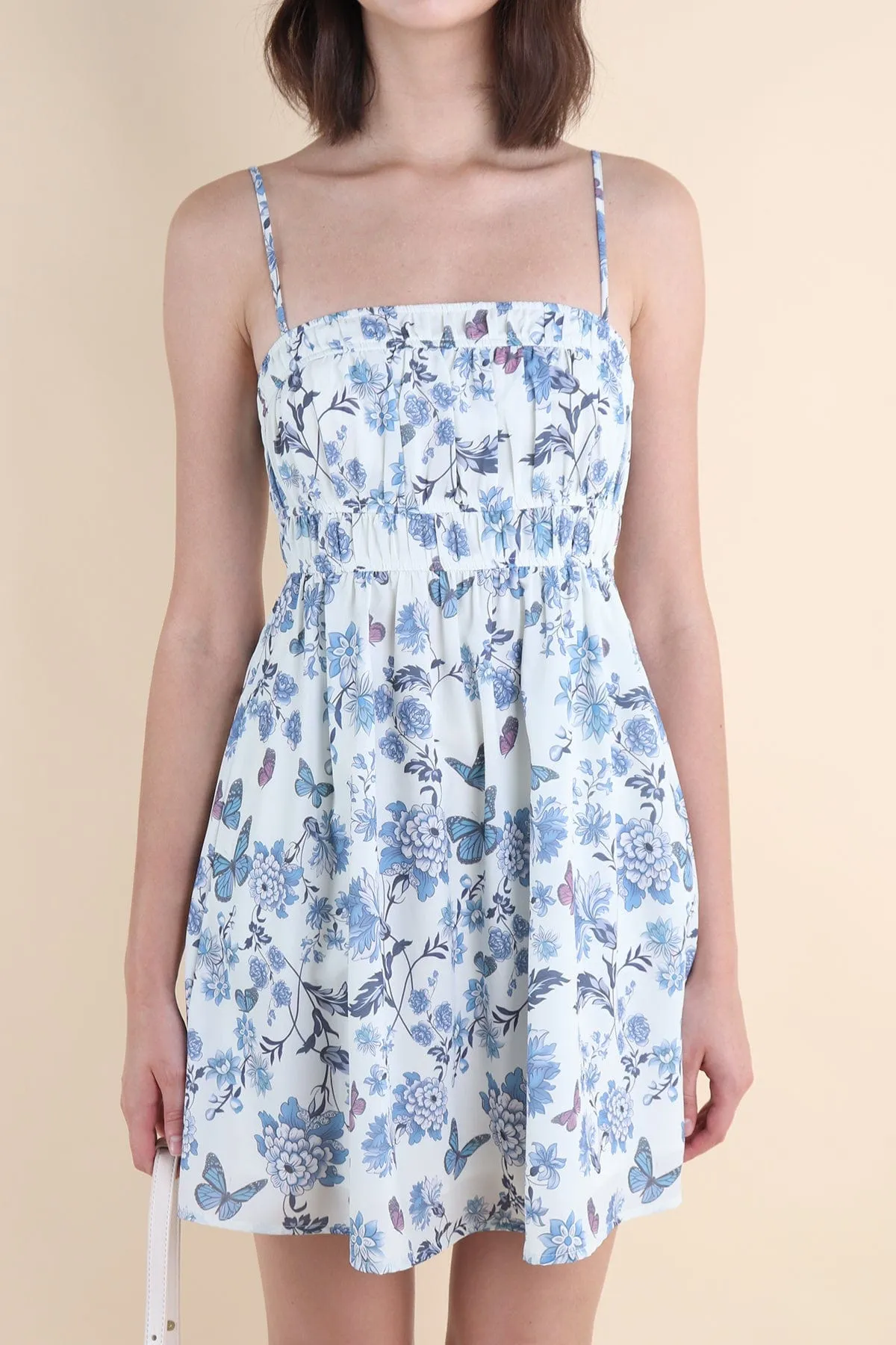 BLOOMING GARDEN FLORAL DRESS IN BLUE