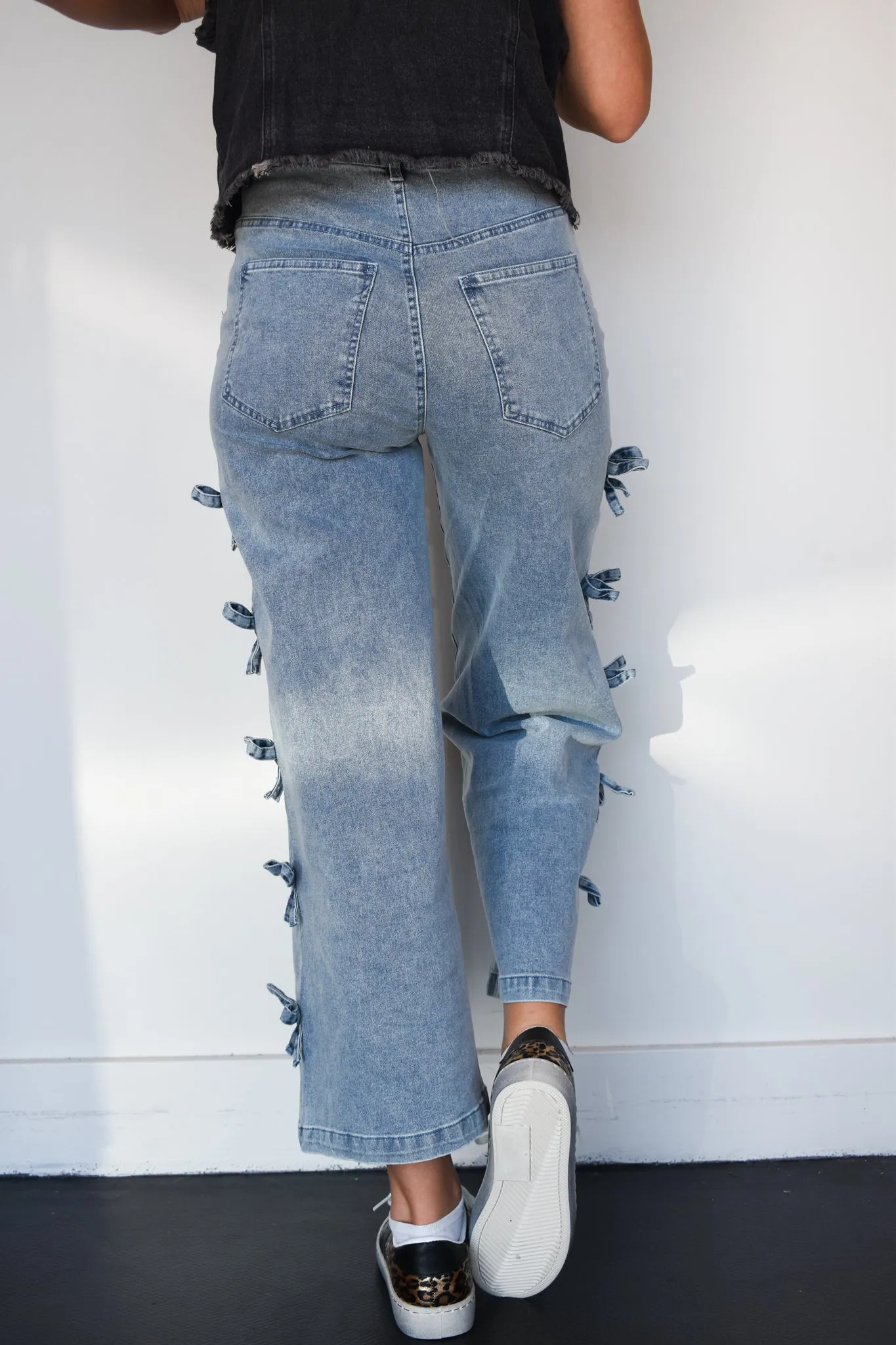 Bow Detail Wide Leg Denim