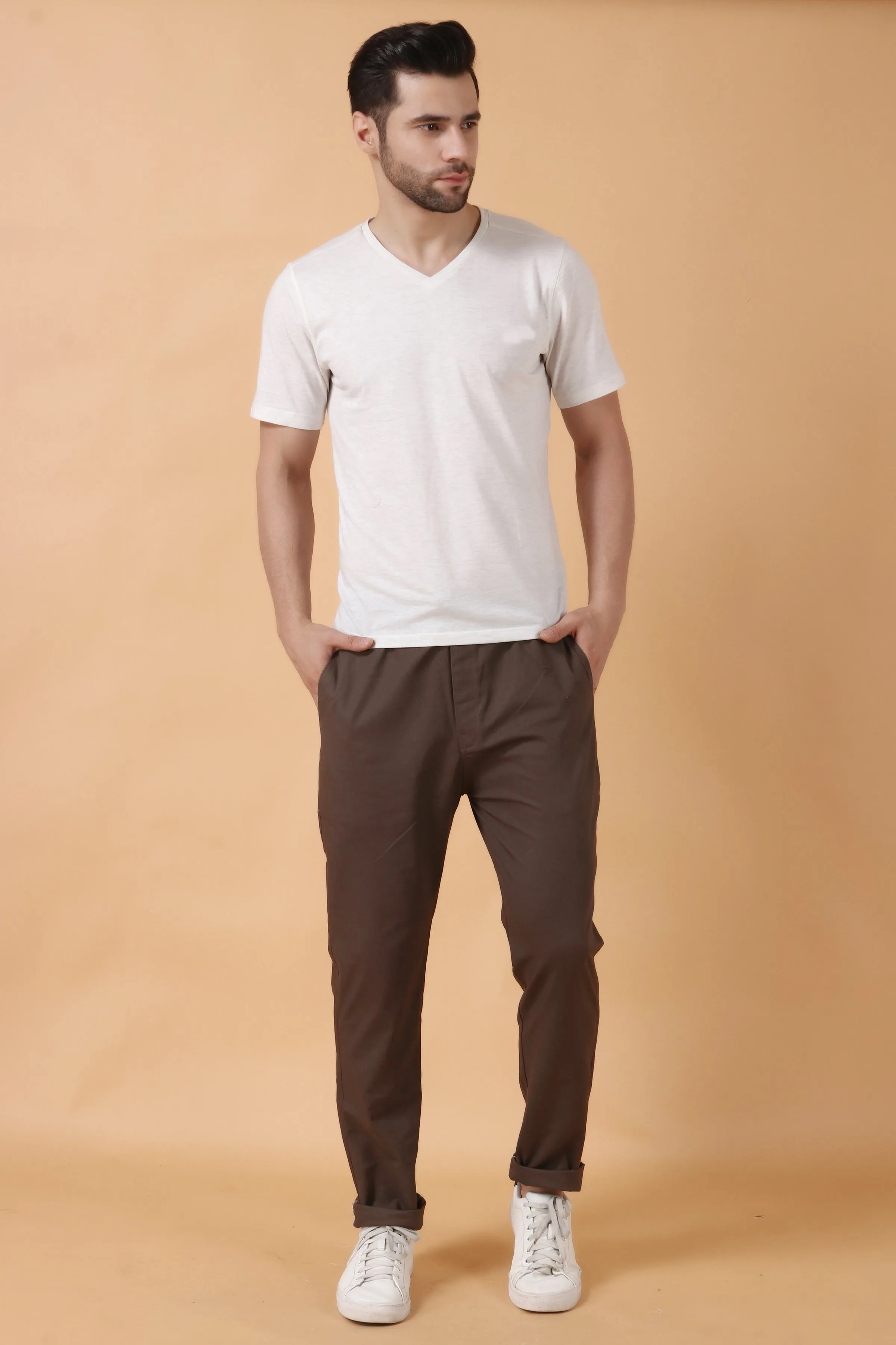 Brown Stretch Cargo Pants