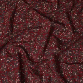 Burgundy Starlight Embroidery Cotton Blend Fabric - 110cm Width-D18959