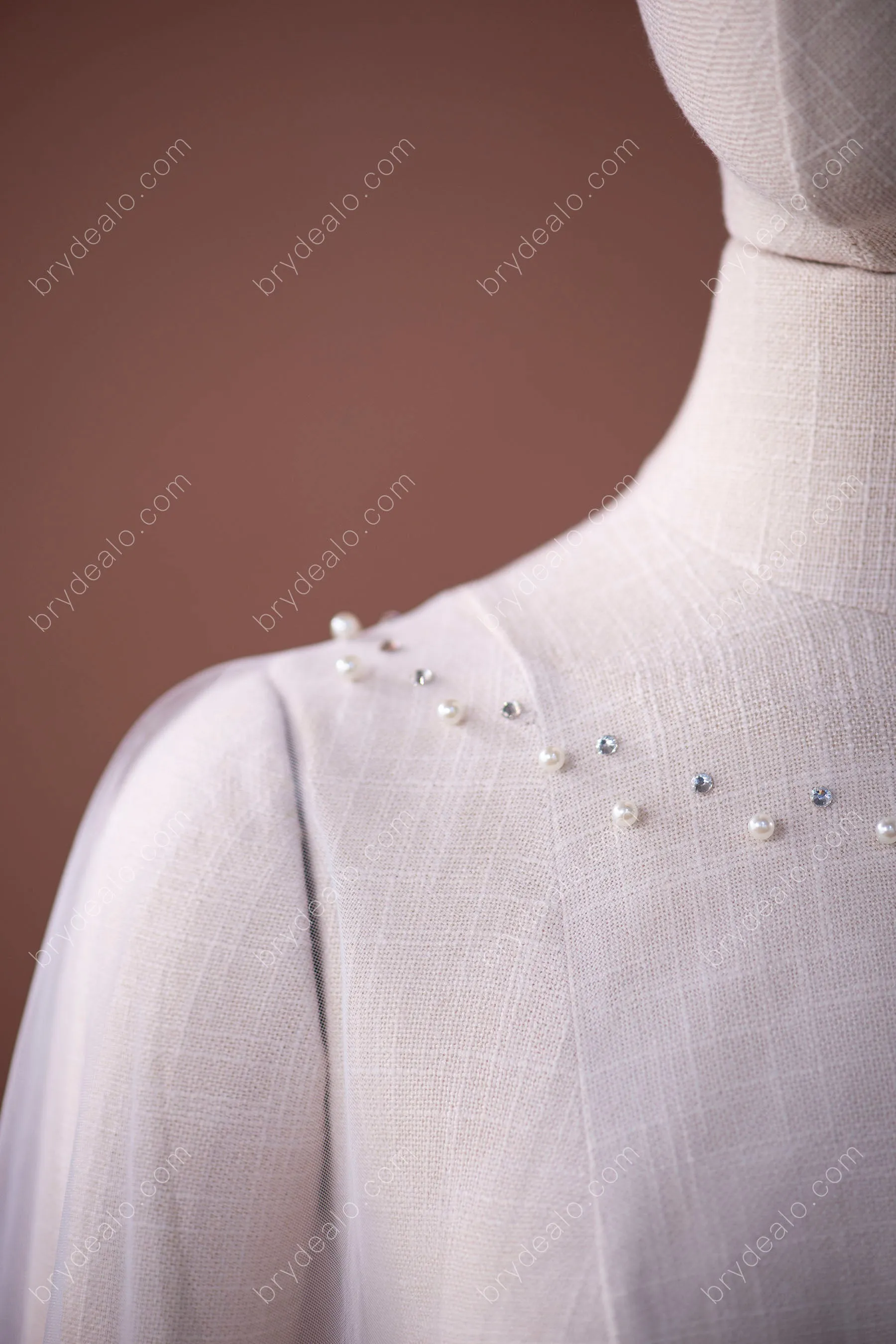 Captivating Rhinestones Pearls Bridal Cape