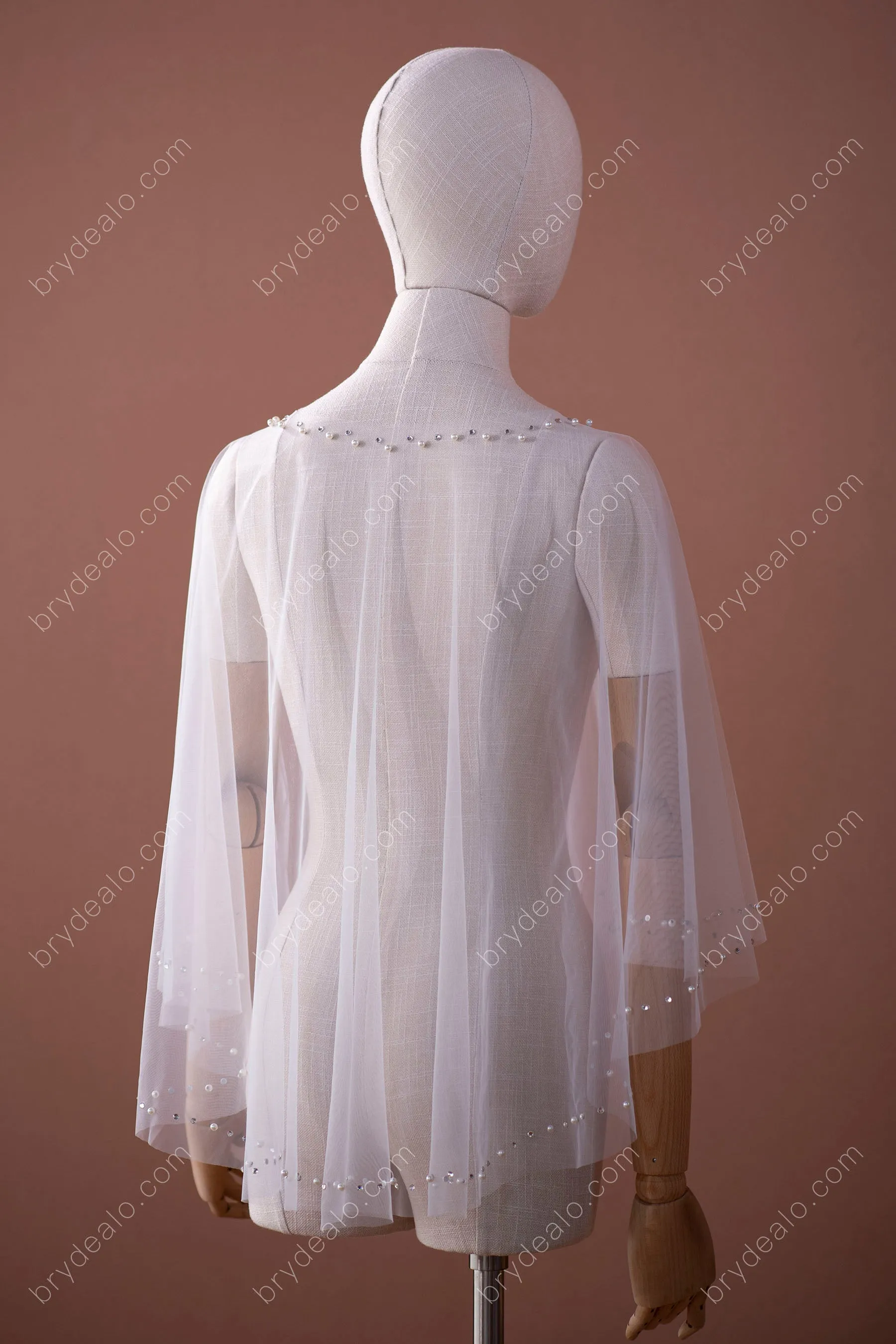 Captivating Rhinestones Pearls Bridal Cape