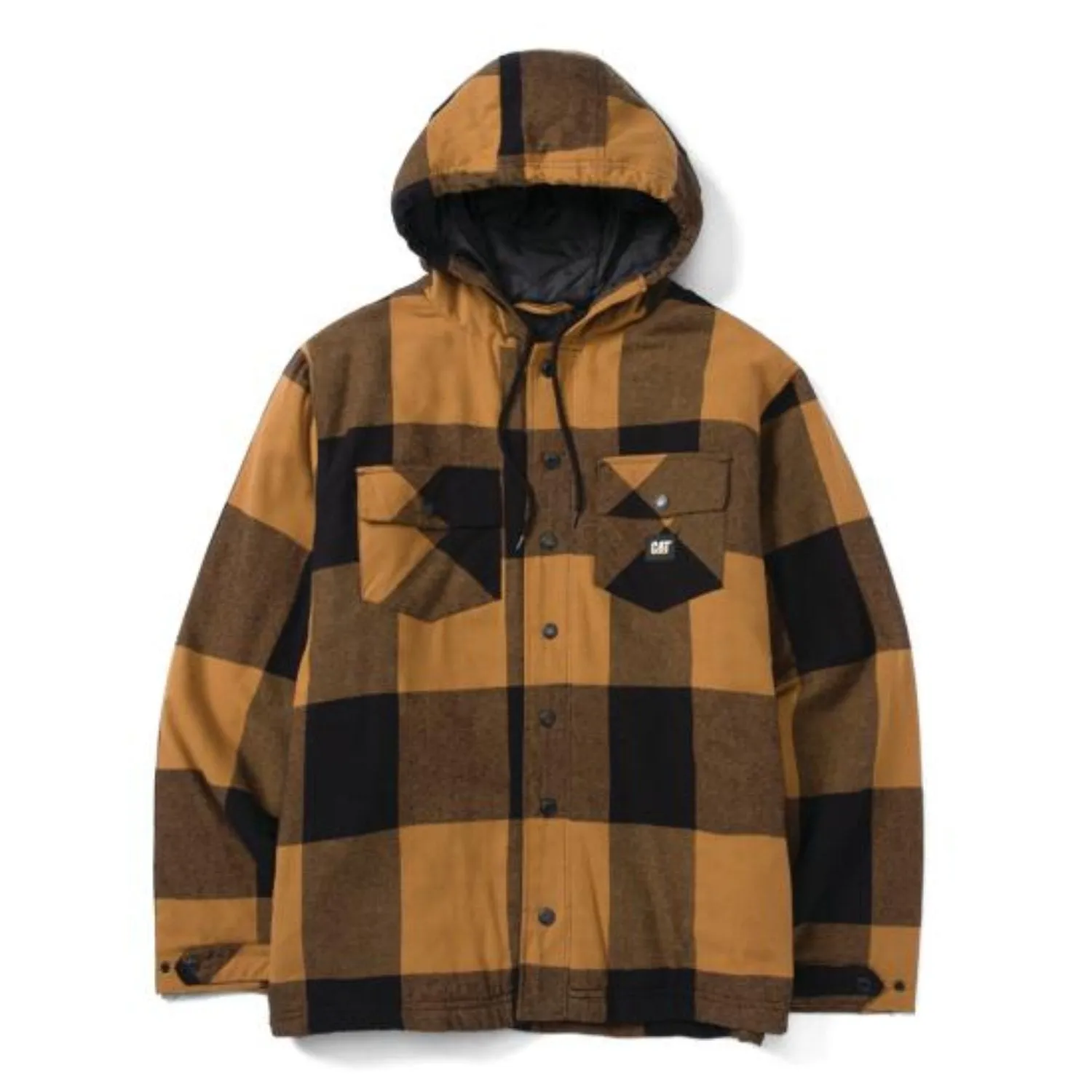 CAT Men's Hooded Flannel Snap-Front Shirt Jacket