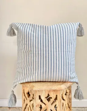 Coastal Style White and Blue Stipe Pillow Cover | COASTAL