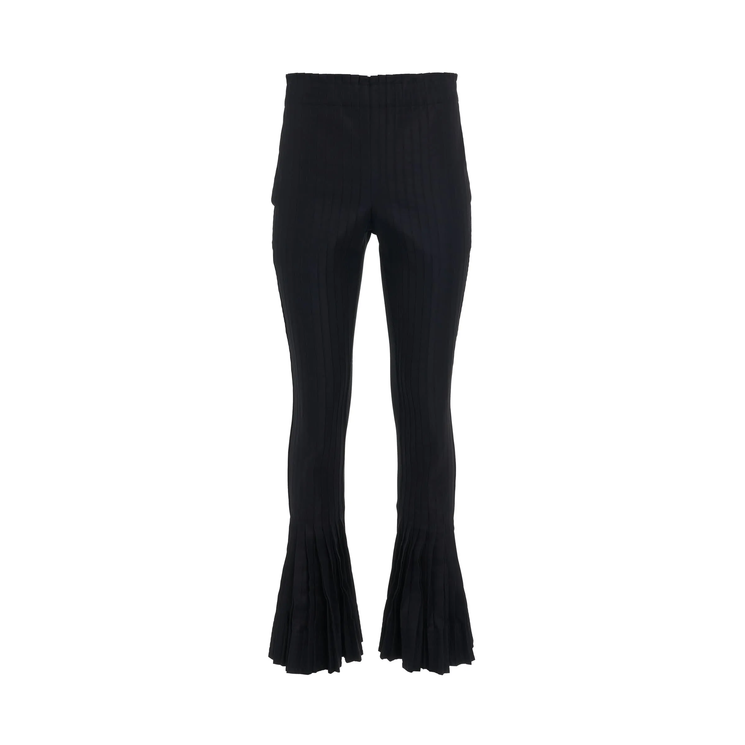 Cotton Gabardine Pleated Pants in Black