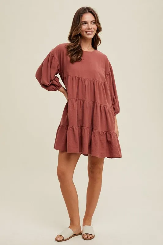 Cotton Tiered Mini Dress