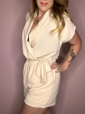 Cream CrossOver Tie Romper