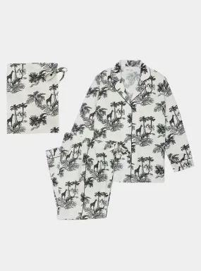 Cream/Black Matching Set in Paloma Print Long Sleeve Pyjamas