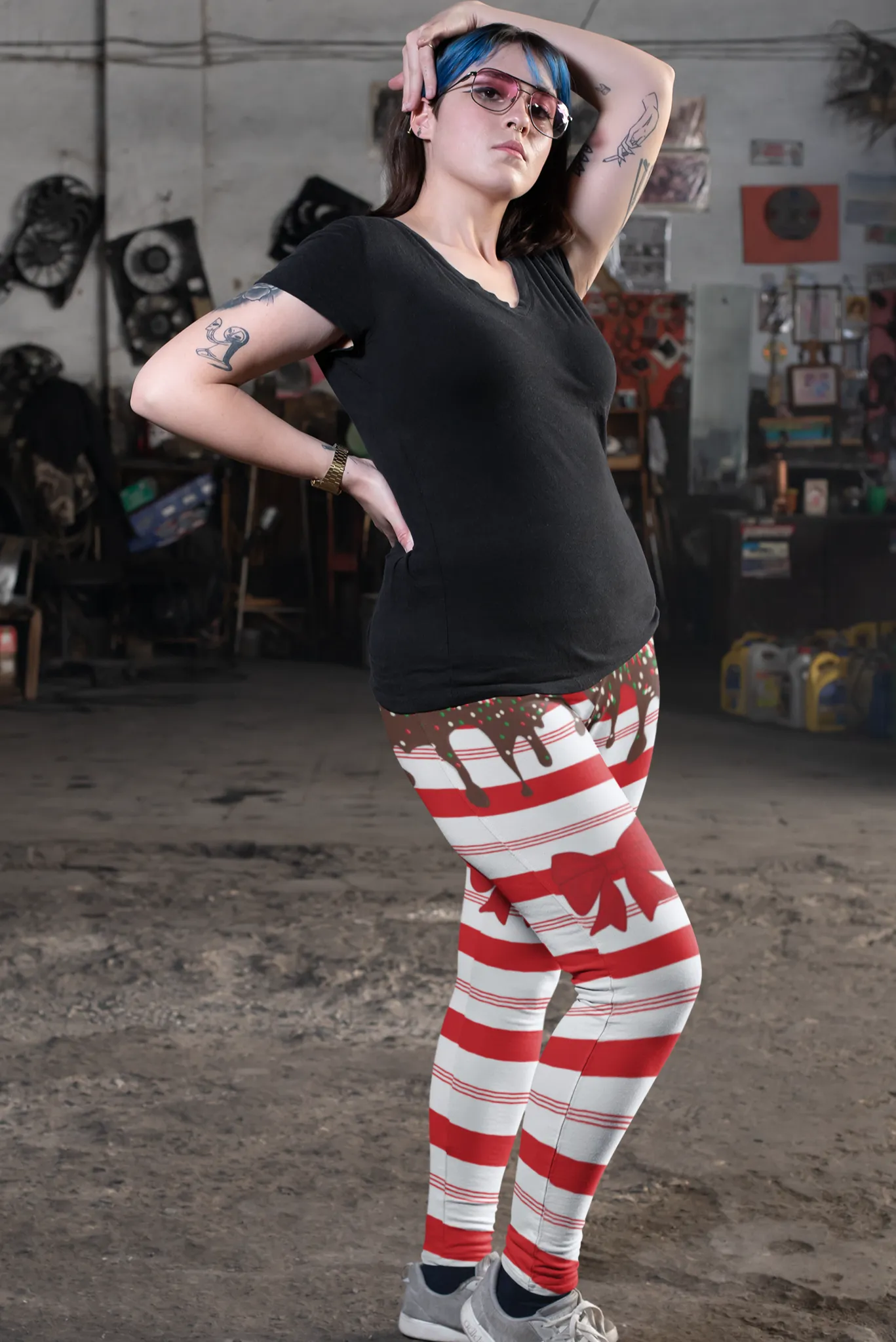 Curve Leggings (14-18 UK Size) - Sweet Candy Cane